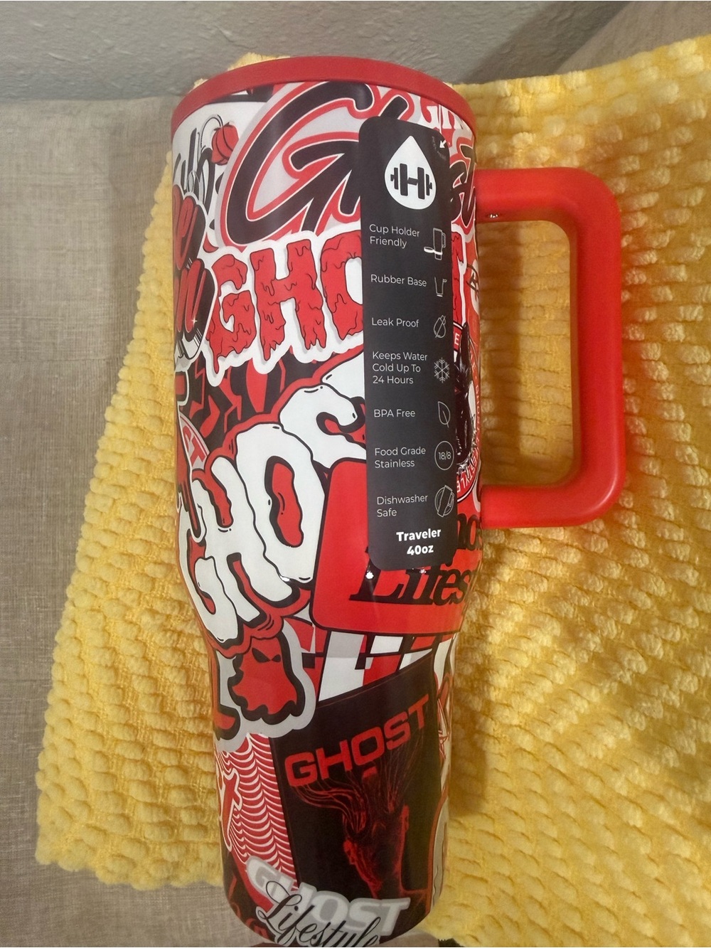 HydroJug Red, White, Black Graphic 40oz Traveler Tumbler